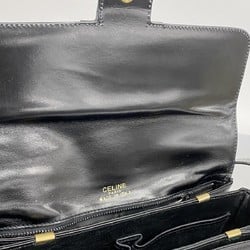 Celine Shoulder Bag, Carriage Hardware, Leather, Black, Women's