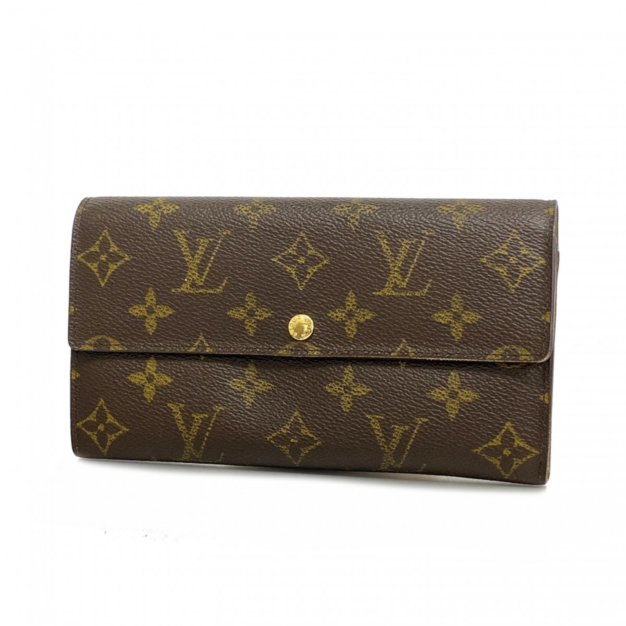 Louis Vuitton Long Wallet Monogram Porto Monnaie Credit M61725 Brown Ladies