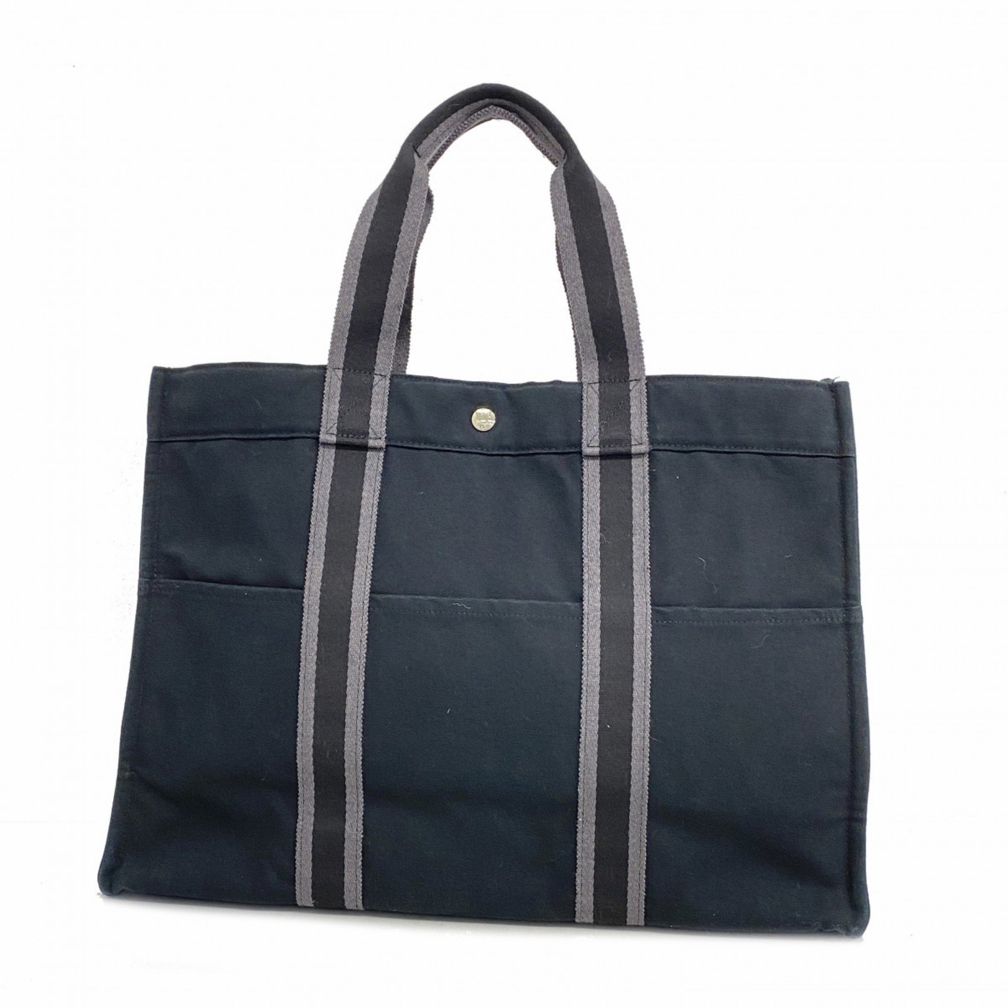 Hermes Tote Bag Foult GM Canvas Black Women's