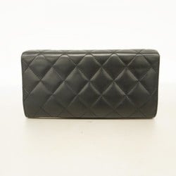 Chanel Long Wallet Cambon Lambskin Black Women's