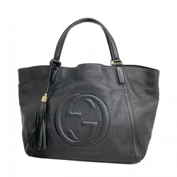 Gucci Handbag Soho 282309 Leather Black Champagne Ladies