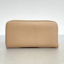 Prada Long Wallet Saffiano Leather Beige Women's