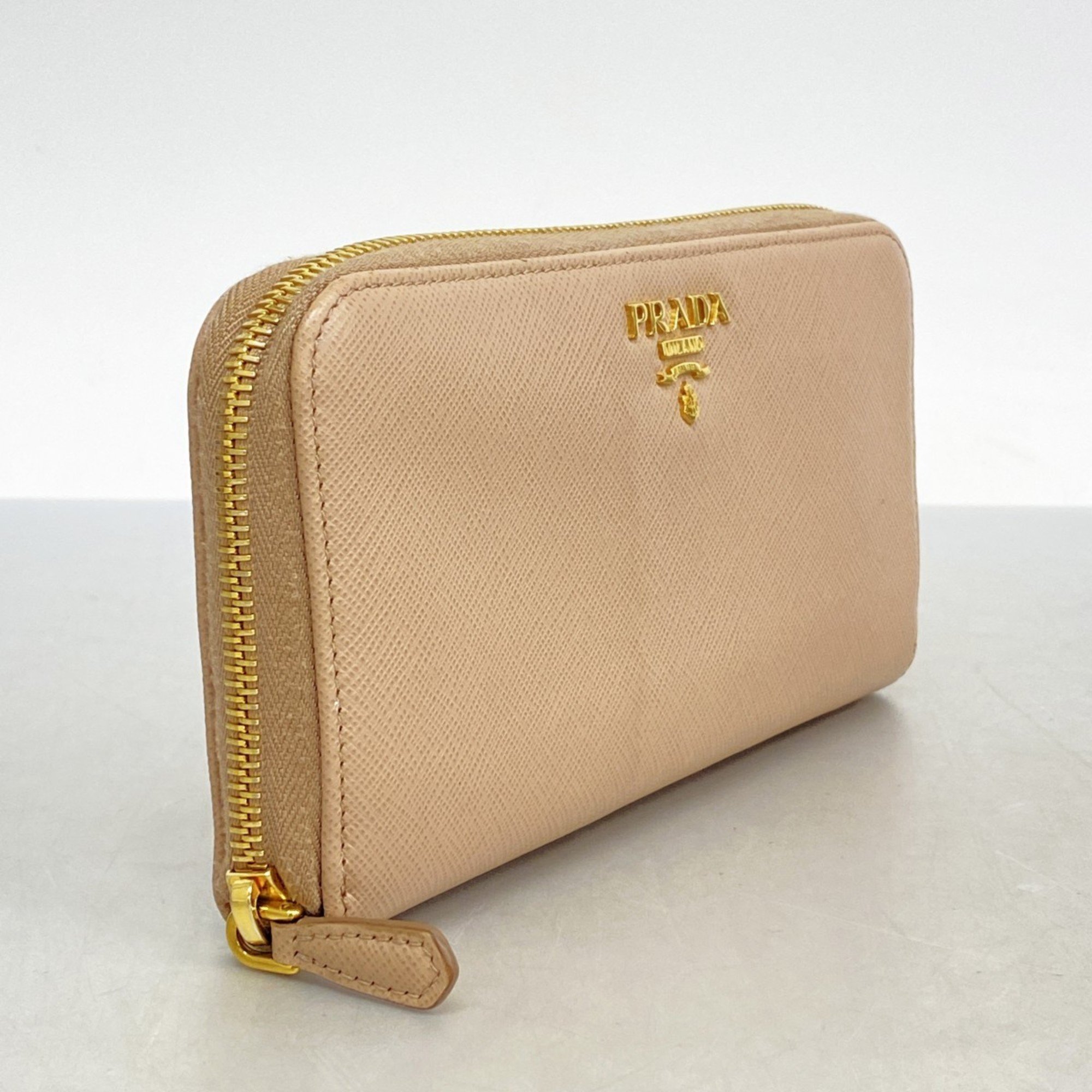 Prada Long Wallet Saffiano Leather Beige Women's