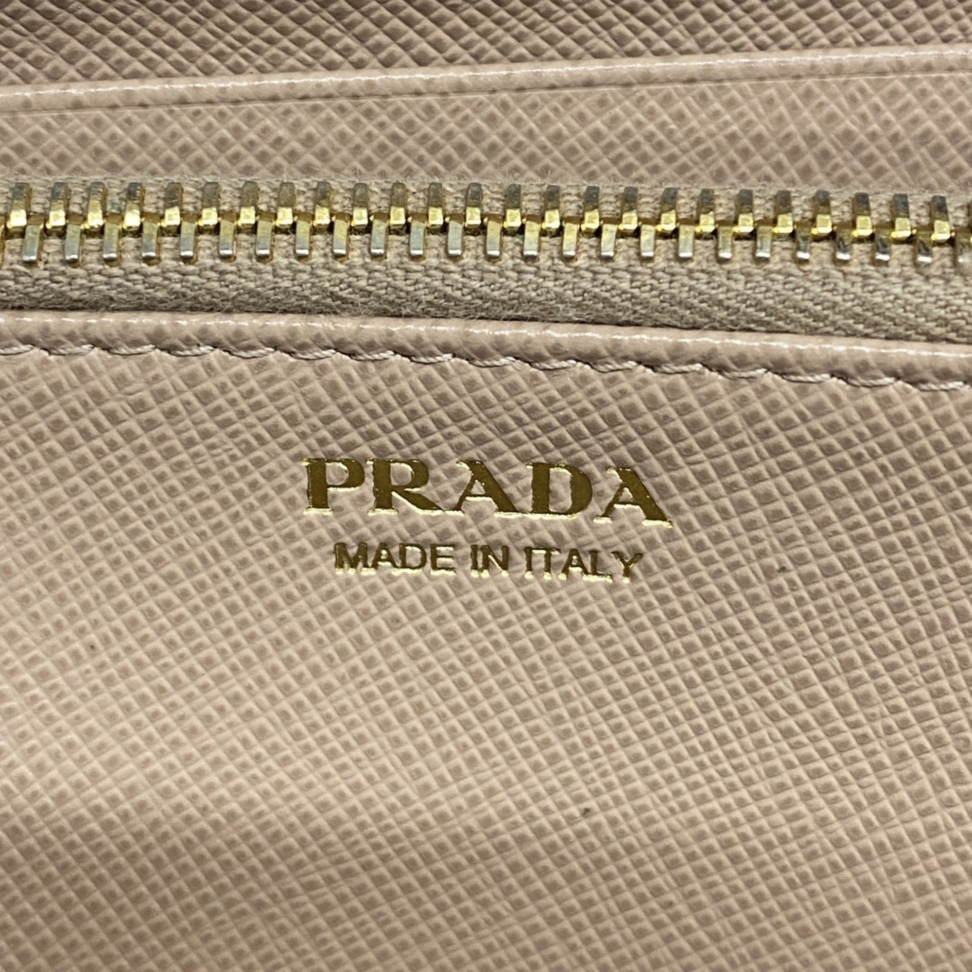 Prada Long Wallet Saffiano Leather Beige Women's