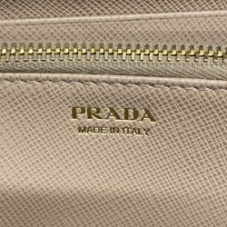 Prada Long Wallet Saffiano Leather Beige Women's