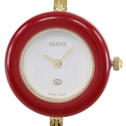 Gucci GUCCI Change Bezel Watch 11/12 Gold Plated Quartz Analog Display White Dial Ladies