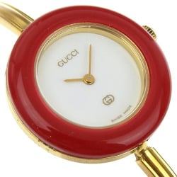 Gucci GUCCI Change Bezel Watch 11/12 Gold Plated Quartz Analog Display White Dial Ladies