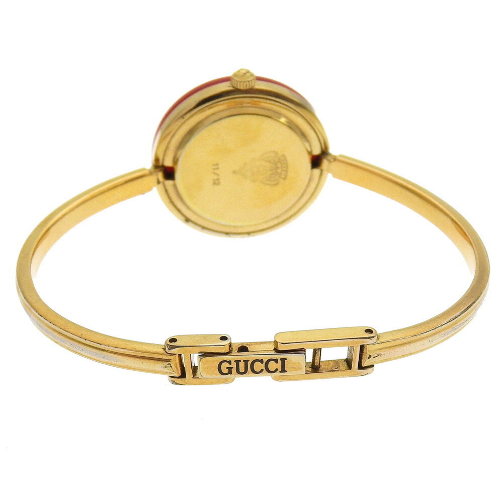 Gucci GUCCI Change Bezel Watch 11/12 Gold Plated Quartz Analog Display White Dial Ladies