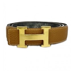 Hermes Belt Constance Togo Box Calf Black Natural F Stamp Men's