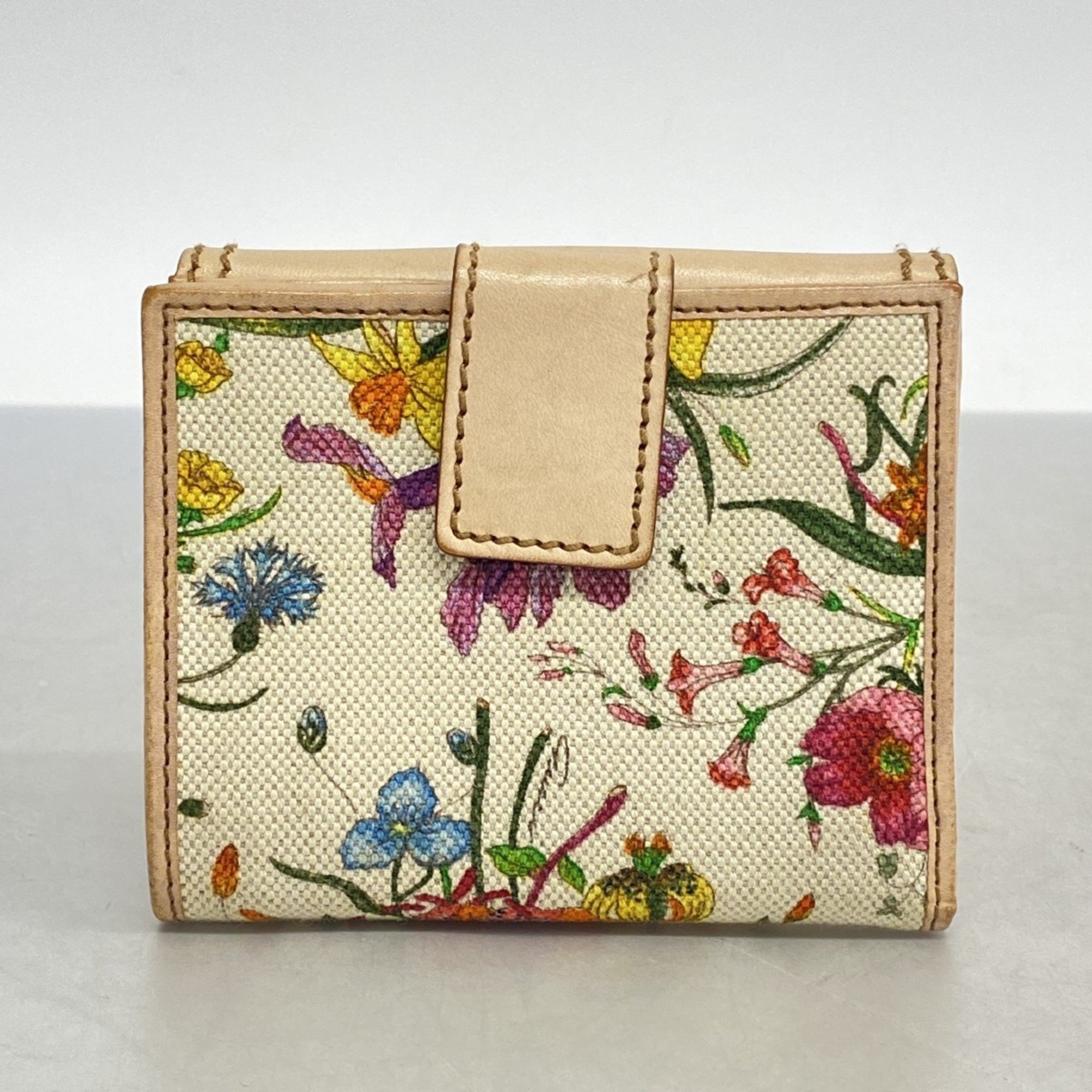 Gucci Flora Wallet 138039 Canvas Beige Women's