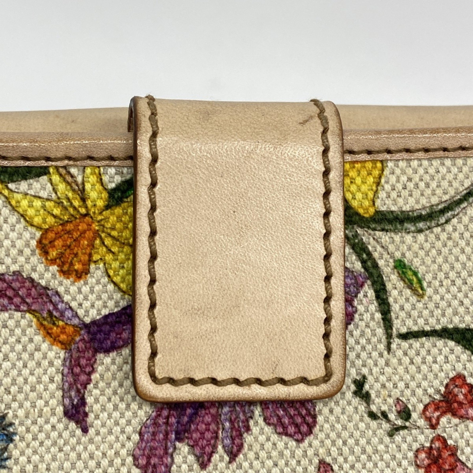 Gucci Flora Wallet 138039 Canvas Beige Women's