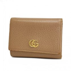 Gucci Wallet GG Marmont 474746 Leather Beige Women's