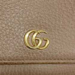 Gucci Wallet GG Marmont 474746 Leather Beige Women's