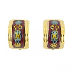 Hermes Earrings, enamel, GP plating, cloisonné, gold, multi-color, for women