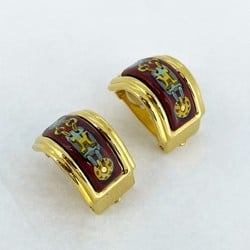 Hermes Earrings, enamel, GP plating, cloisonné, gold, multi-color, for women