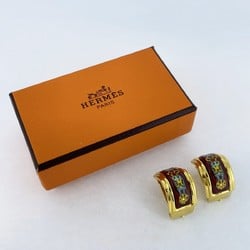 Hermes Earrings, enamel, GP plating, cloisonné, gold, multi-color, for women