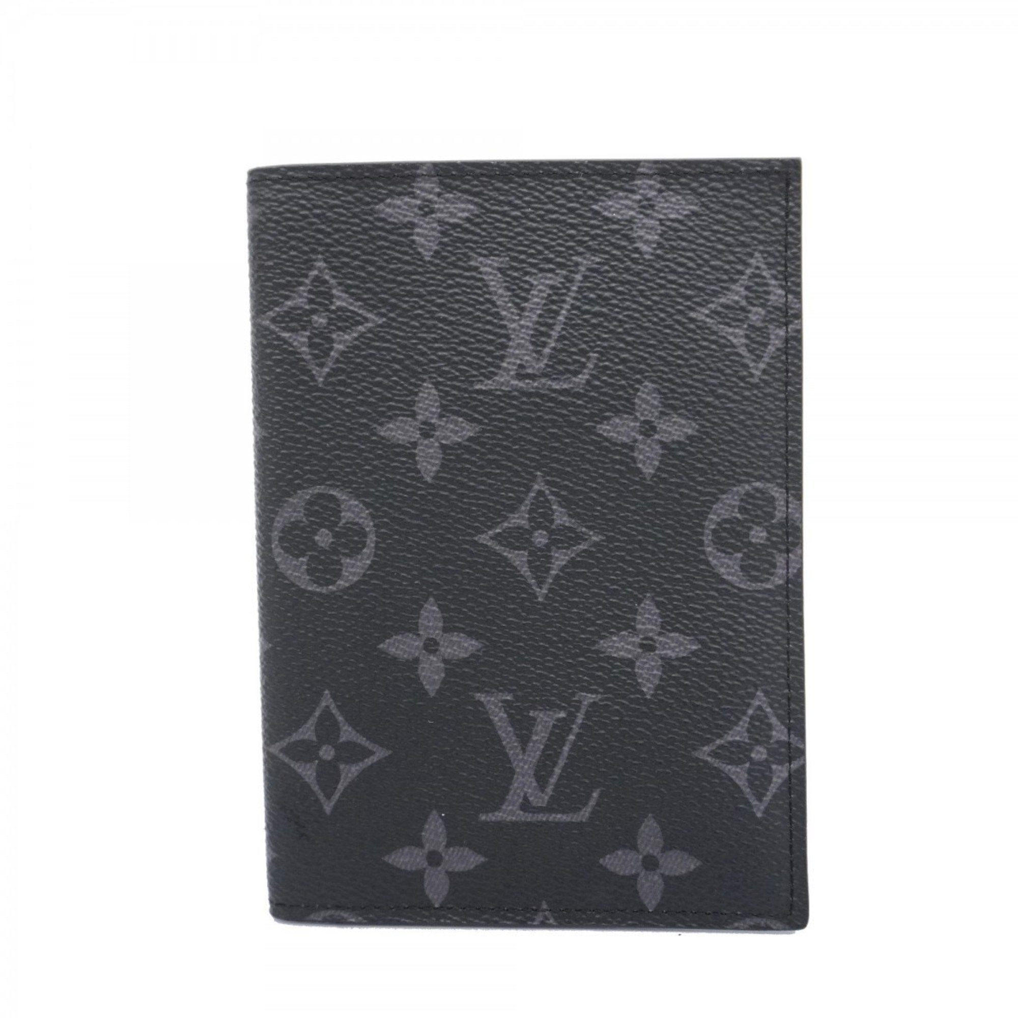 Louis Vuitton Passport Case Monogram Eclipse Couverture NM M64501 Black Grey Men's