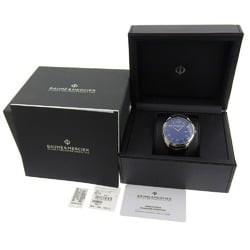 Baume & Mercier Clifton Watch M0A10420 Stainless Steel x Embossed Leather Quartz Analog Display Blue Dial Men's