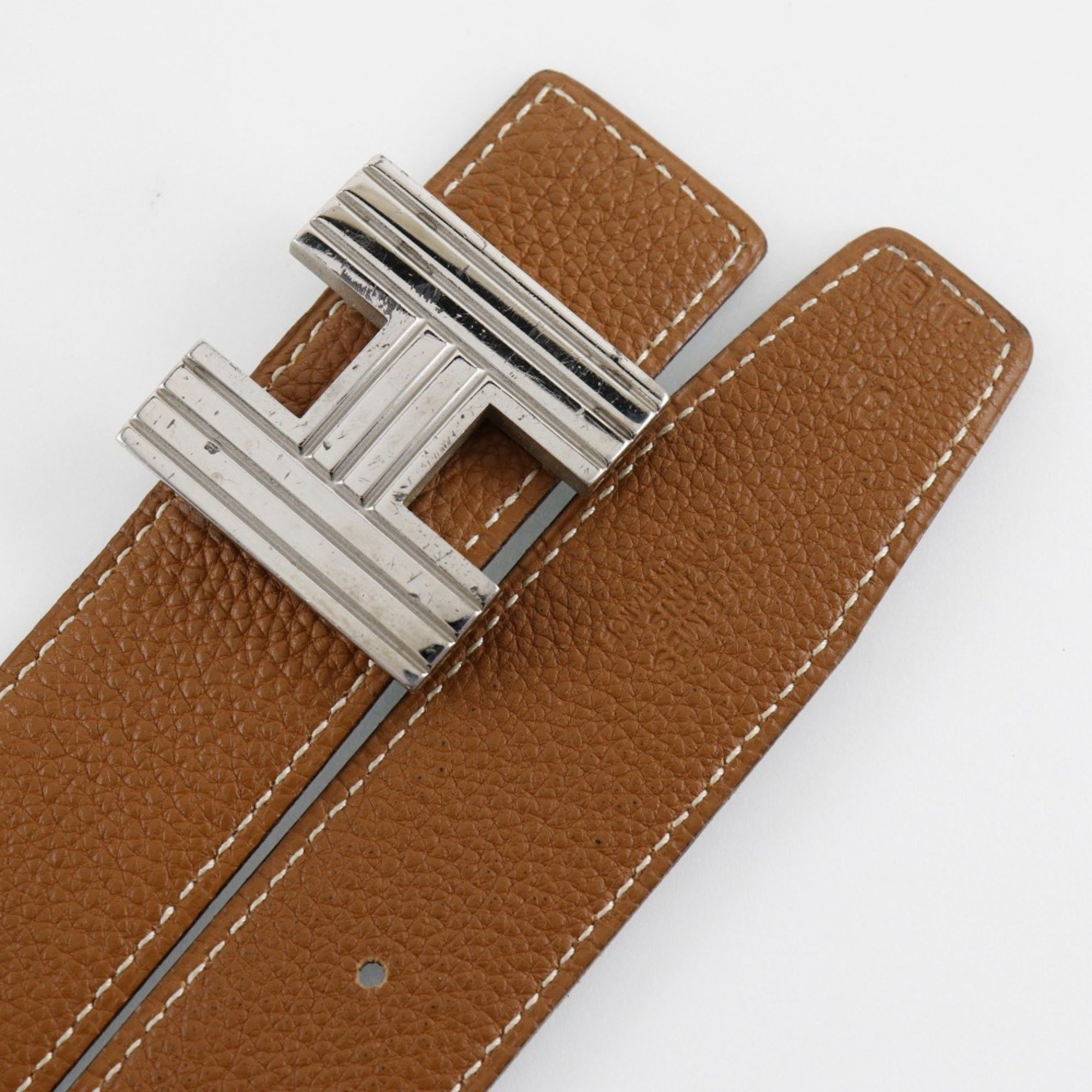 HERMES H Belt 90 Constance Reversible Leather 2001 Brown/Black □E Men's