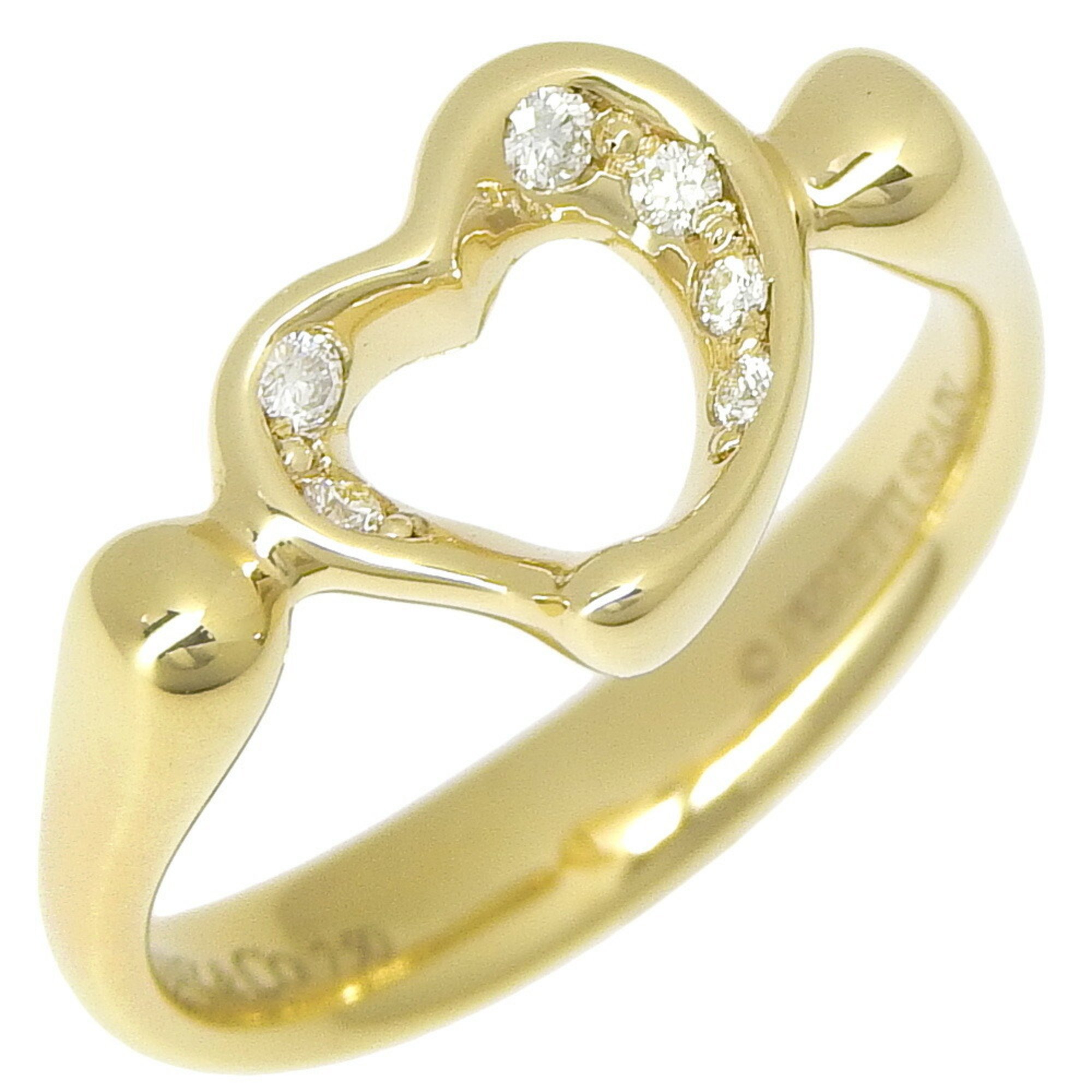 Tiffany & Co. Heart Ring Size 7 Elsa Peretti K18 Yellow Gold x Diamond Approx. 3.5g Open Women's