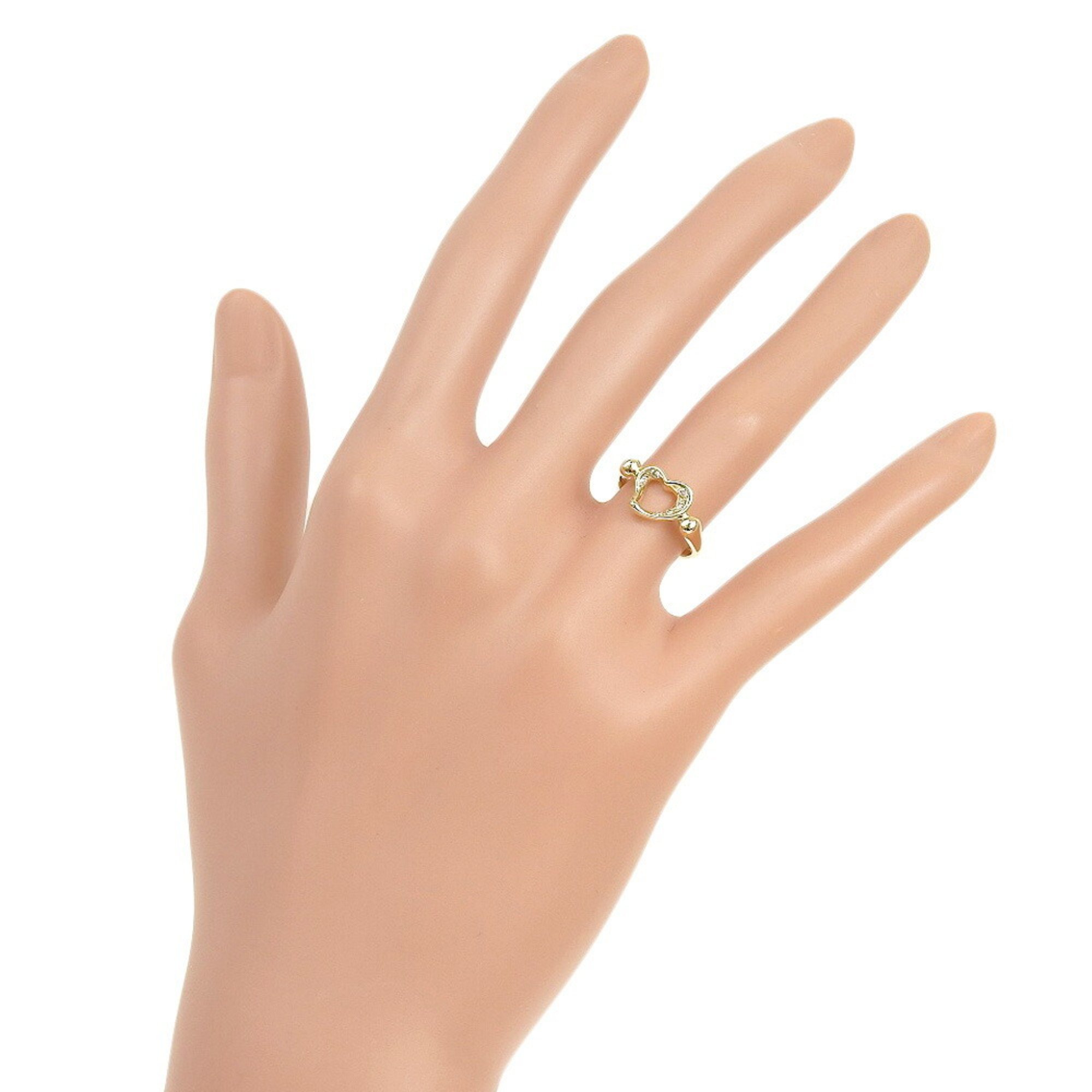 Tiffany & Co. Heart Ring Size 7 Elsa Peretti K18 Yellow Gold x Diamond Approx. 3.5g Open Women's