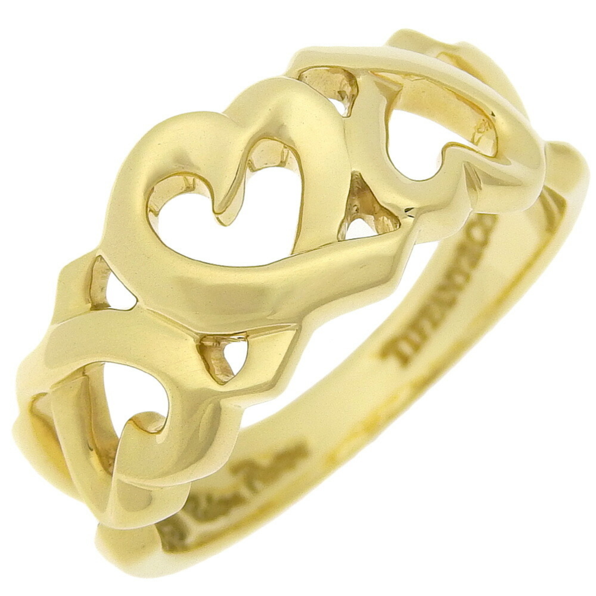 Tiffany & Co. Triple Loving Heart Size 9 Ring, Paloma Picasso, K18 Yellow Gold, Heart, Approx. 4.4g, rubbing heart, Women's