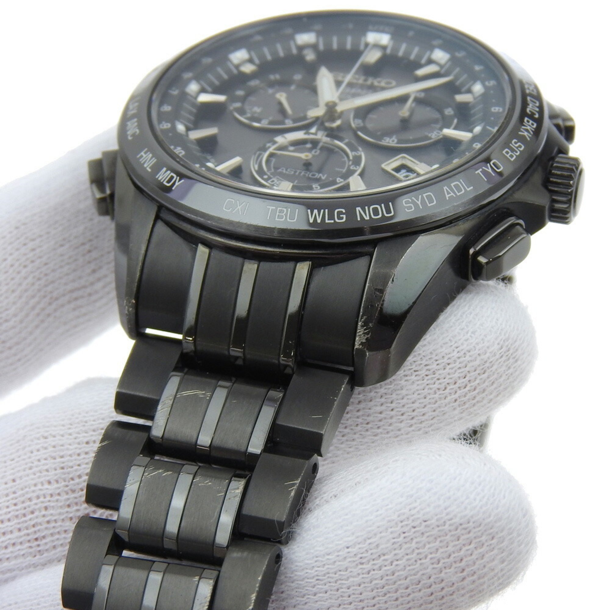 Seiko Astron Watch 8X82-0AB0 SBXB009 Titanium x Ceramic Solar Radio Black Dial Men's