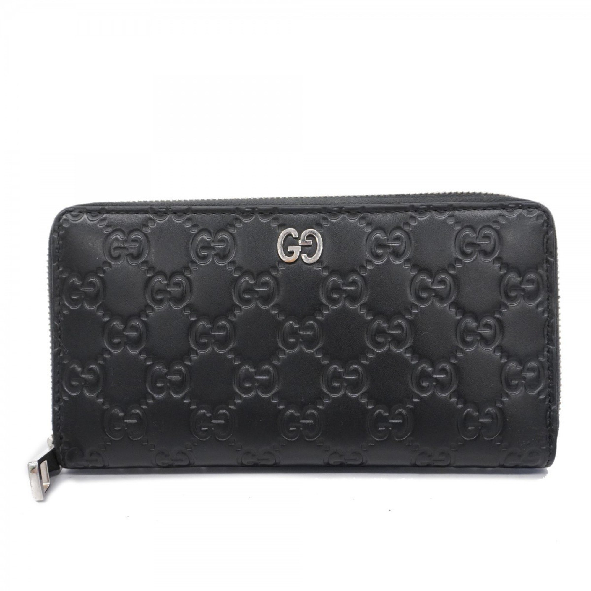 Gucci Long Wallet Guccissima 473928 Leather Black Men's Women's