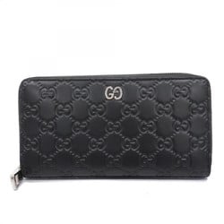 Gucci Long Wallet Guccissima 473928 Leather Black Men's Women's