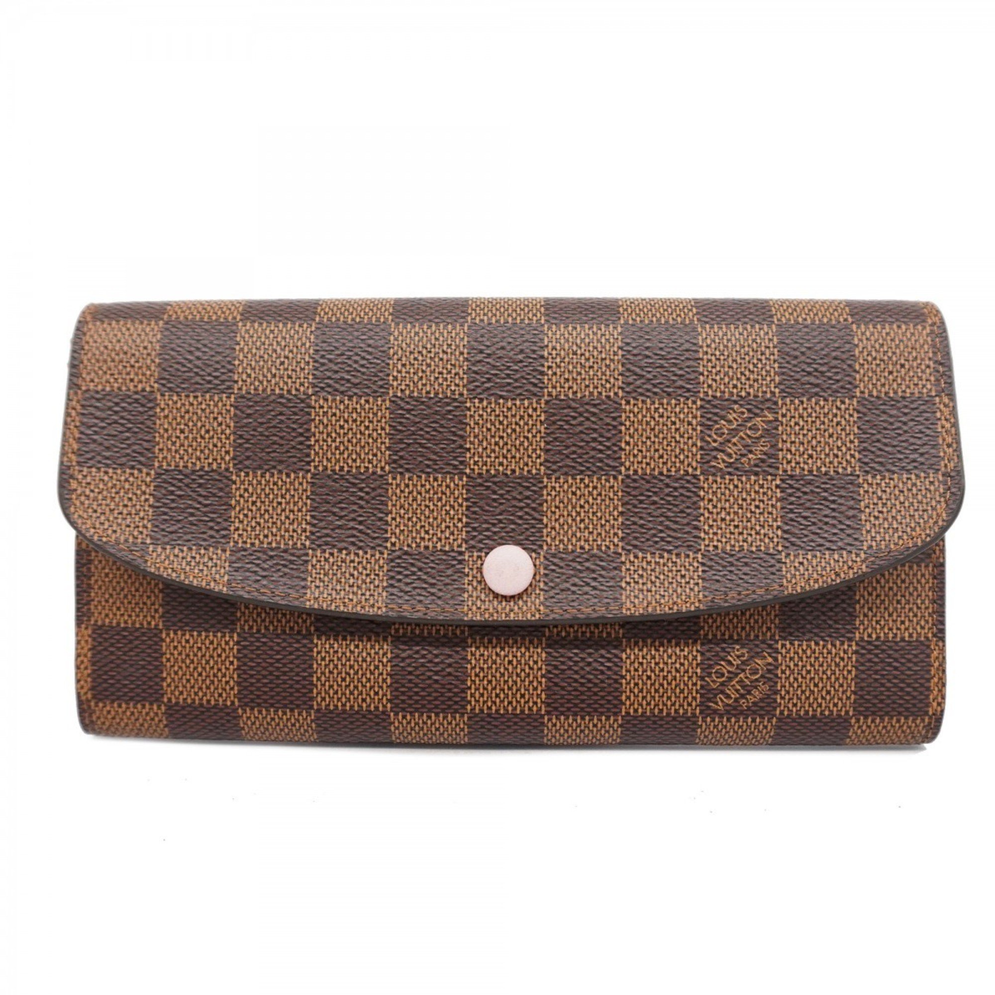 Louis Vuitton Long Wallet Damier Portefeuille Emilie N60214 Ebene Rose Ballerine Ladies