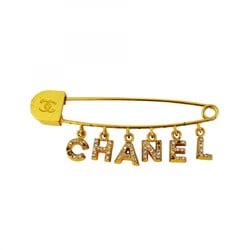 Chanel Pin Brooch Rhinestone GP Plated Gold Ladies