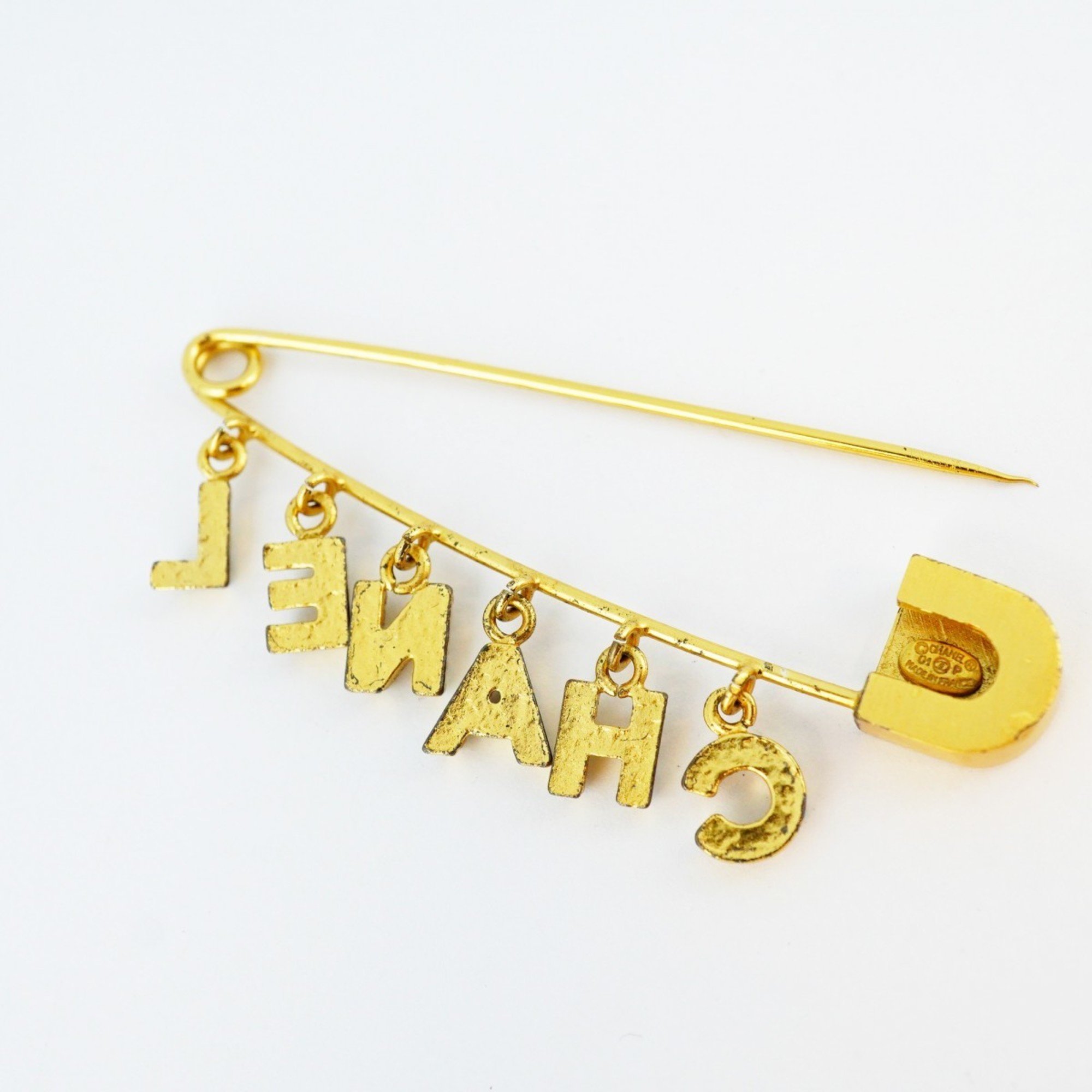 Chanel Pin Brooch Rhinestone GP Plated Gold Ladies