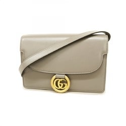 Gucci Shoulder Bag GG Marmont 589474 Leather Grey Women's