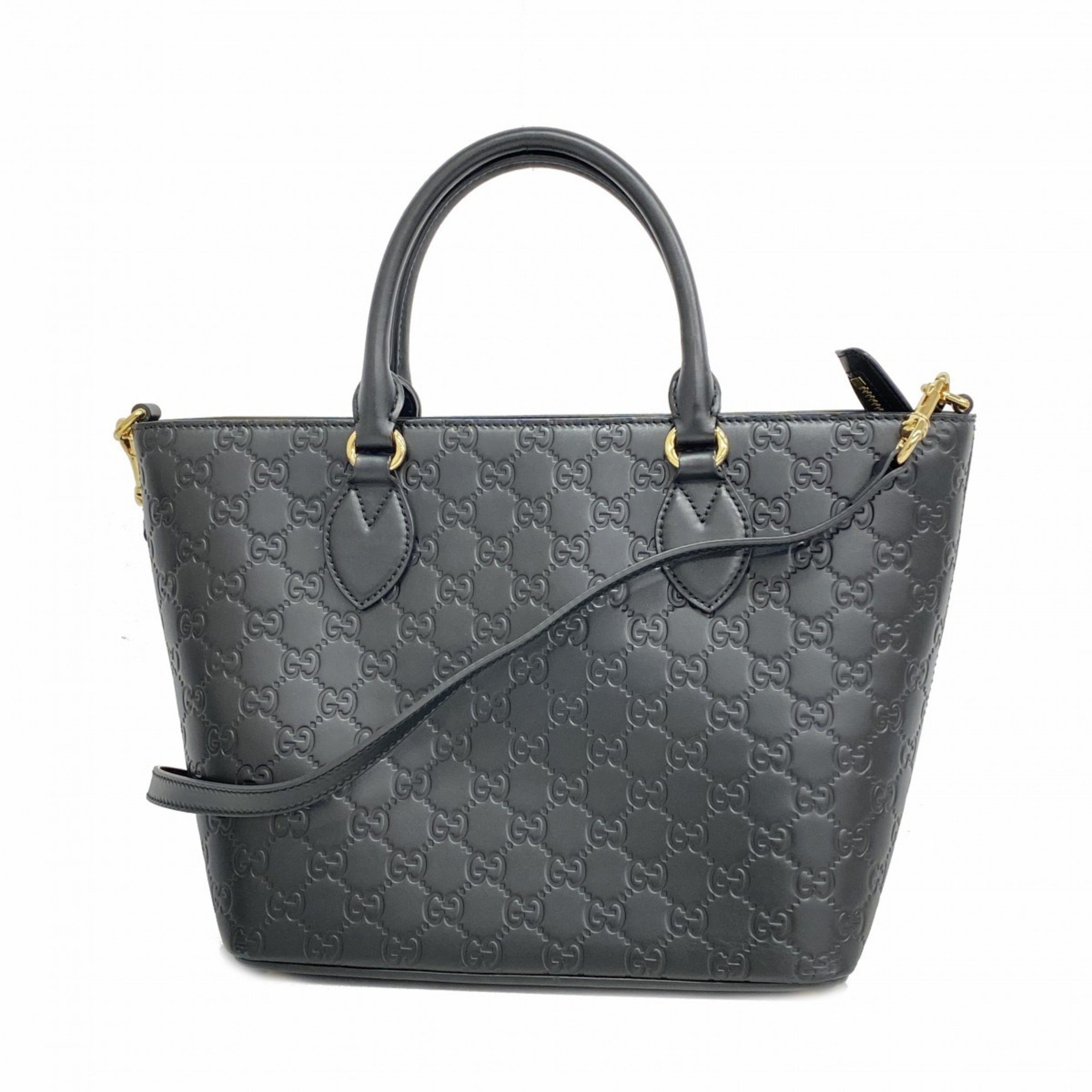 Gucci Tote Bag Guccissima 432124 Leather Black Women's