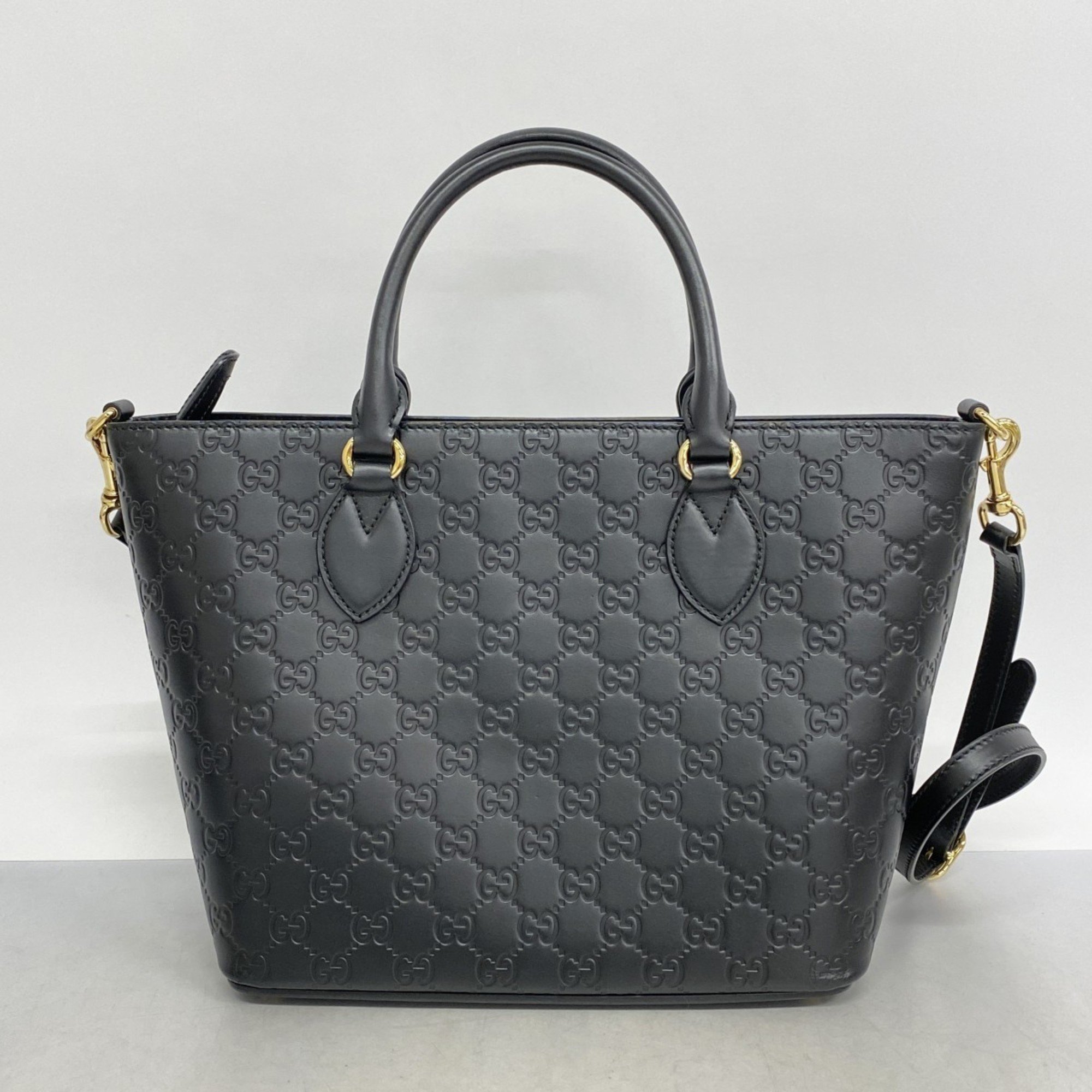 Gucci Tote Bag Guccissima 432124 Leather Black Women's