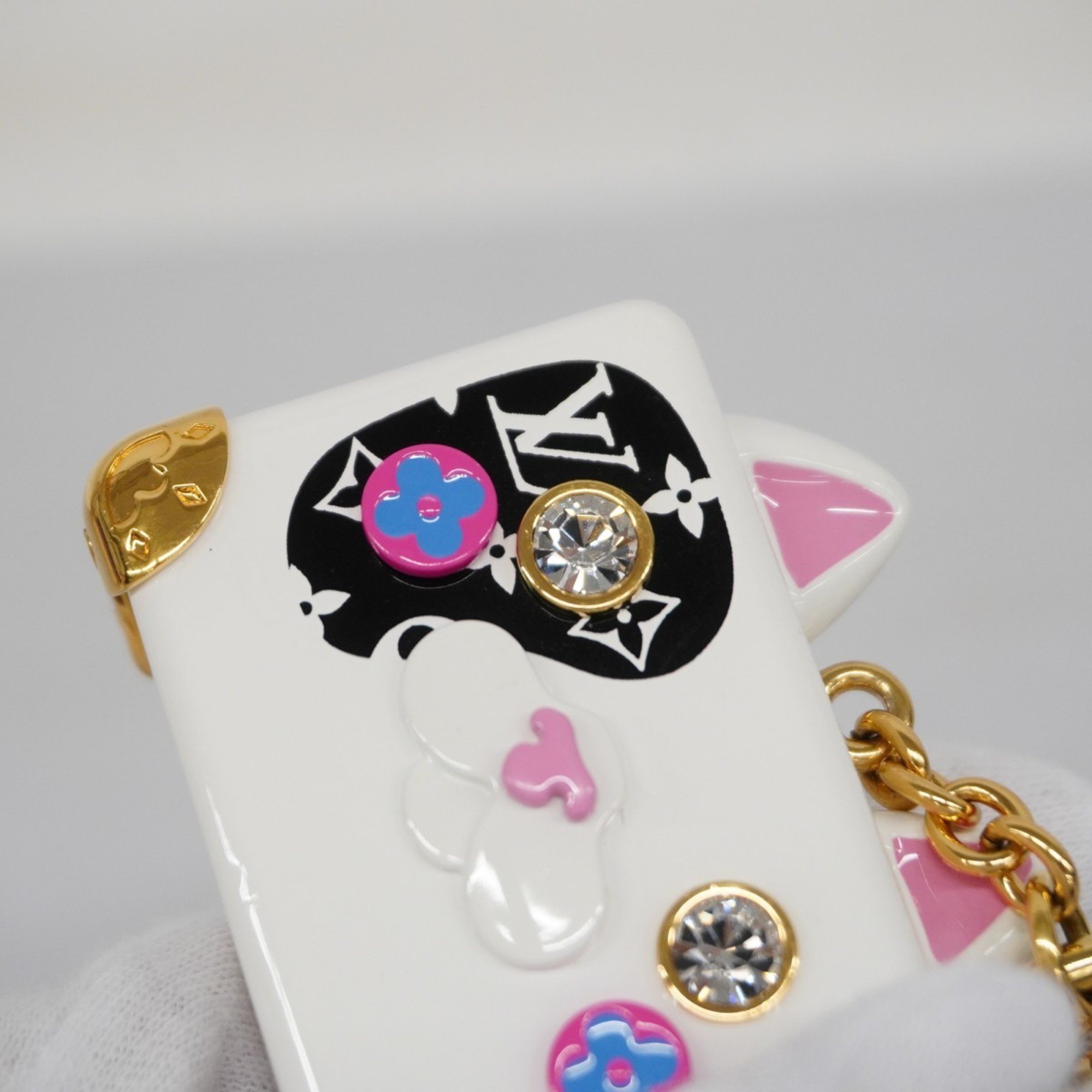 Louis Vuitton Keychain Bijoux Sack Cat Trunk M00825 White Pink Black Ladies