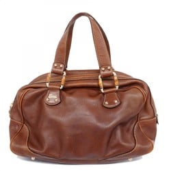 Gucci Handbag Bamboo 154377 Leather Brown Champagne Ladies