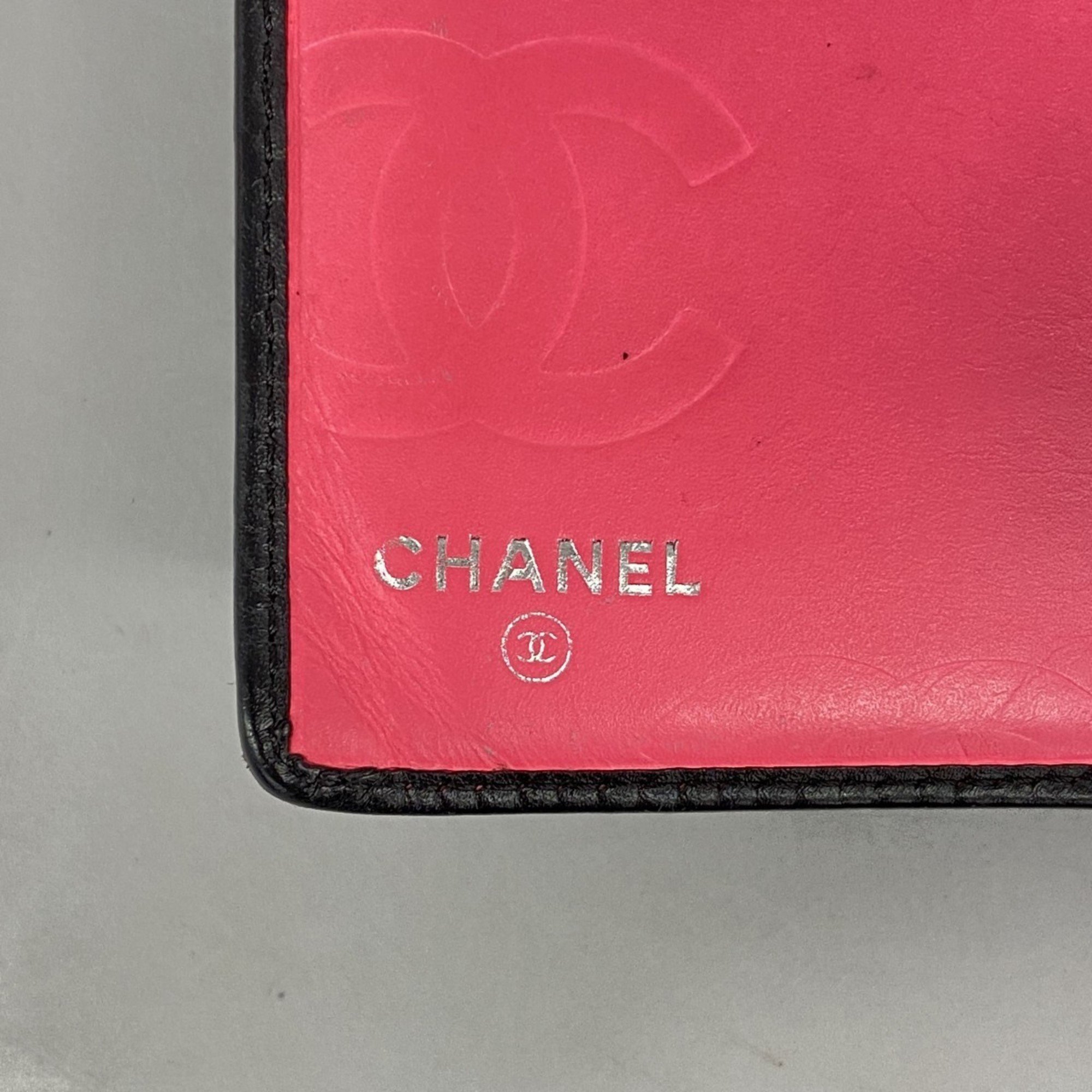 Chanel Long Wallet Cambon Lambskin Black Women's