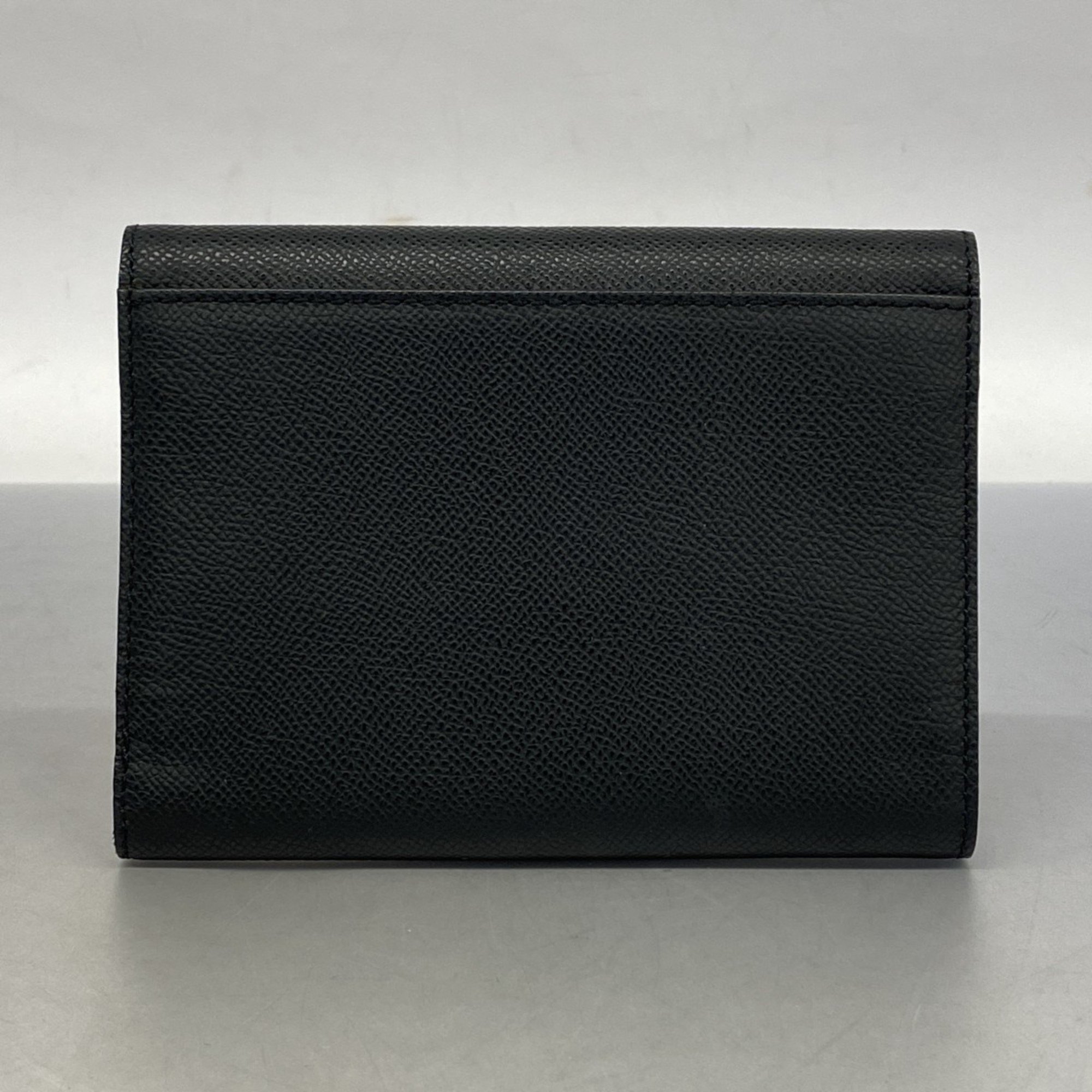 Chanel Tri-fold Wallet Leather Black Women's