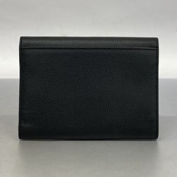 Chanel Tri-fold Wallet Leather Black Women's