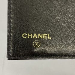 Chanel Tri-fold Wallet Leather Black Women's