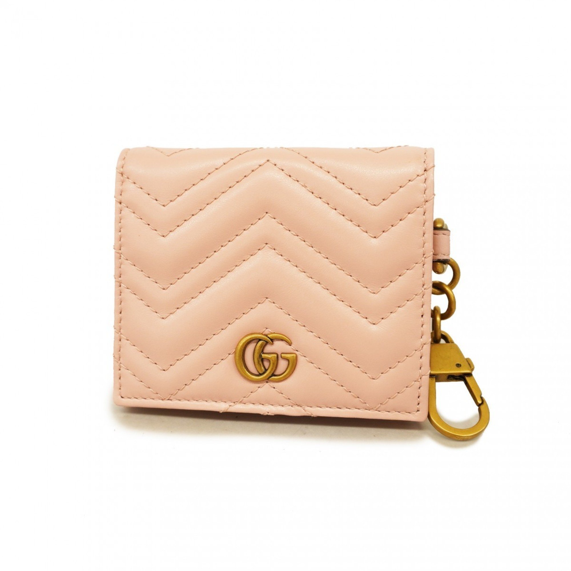 Gucci Business Card Holder/Card Case GG Marmont 546579 Leather Pink Women's