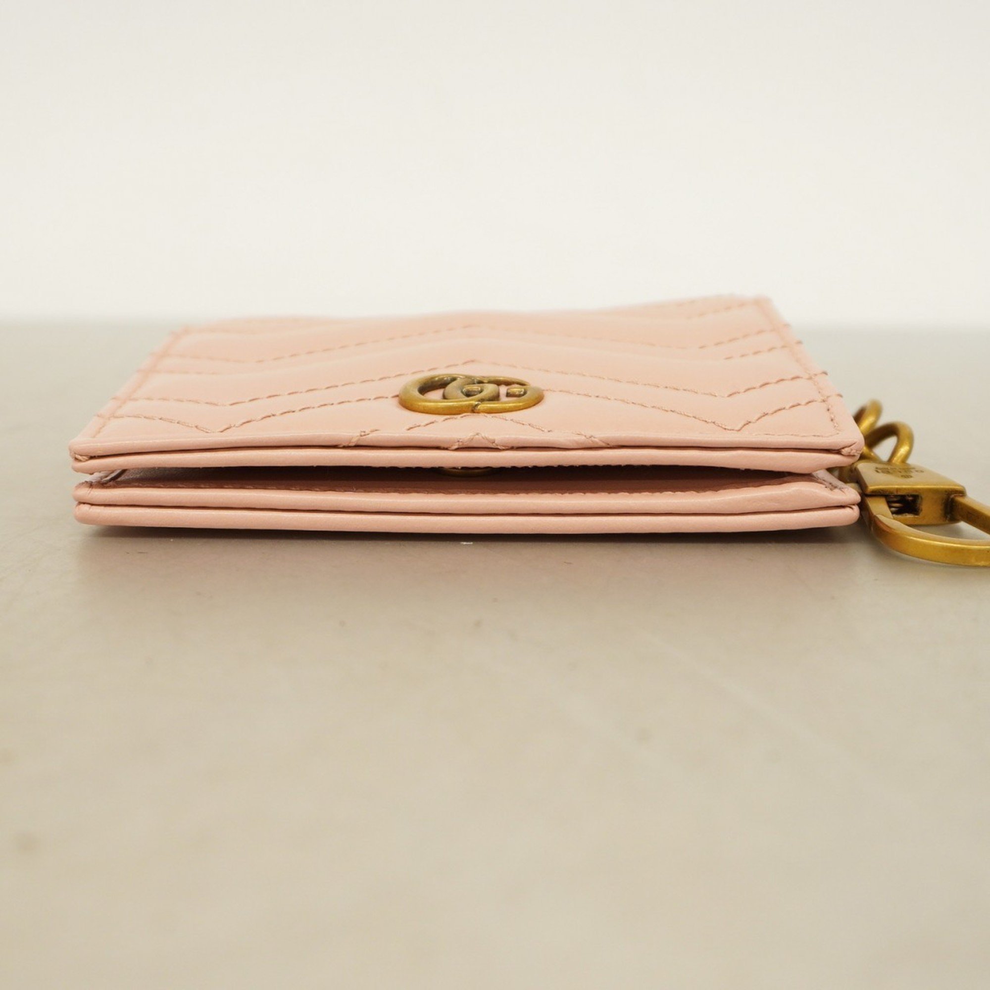 Gucci Business Card Holder/Card Case GG Marmont 546579 Leather Pink Women's