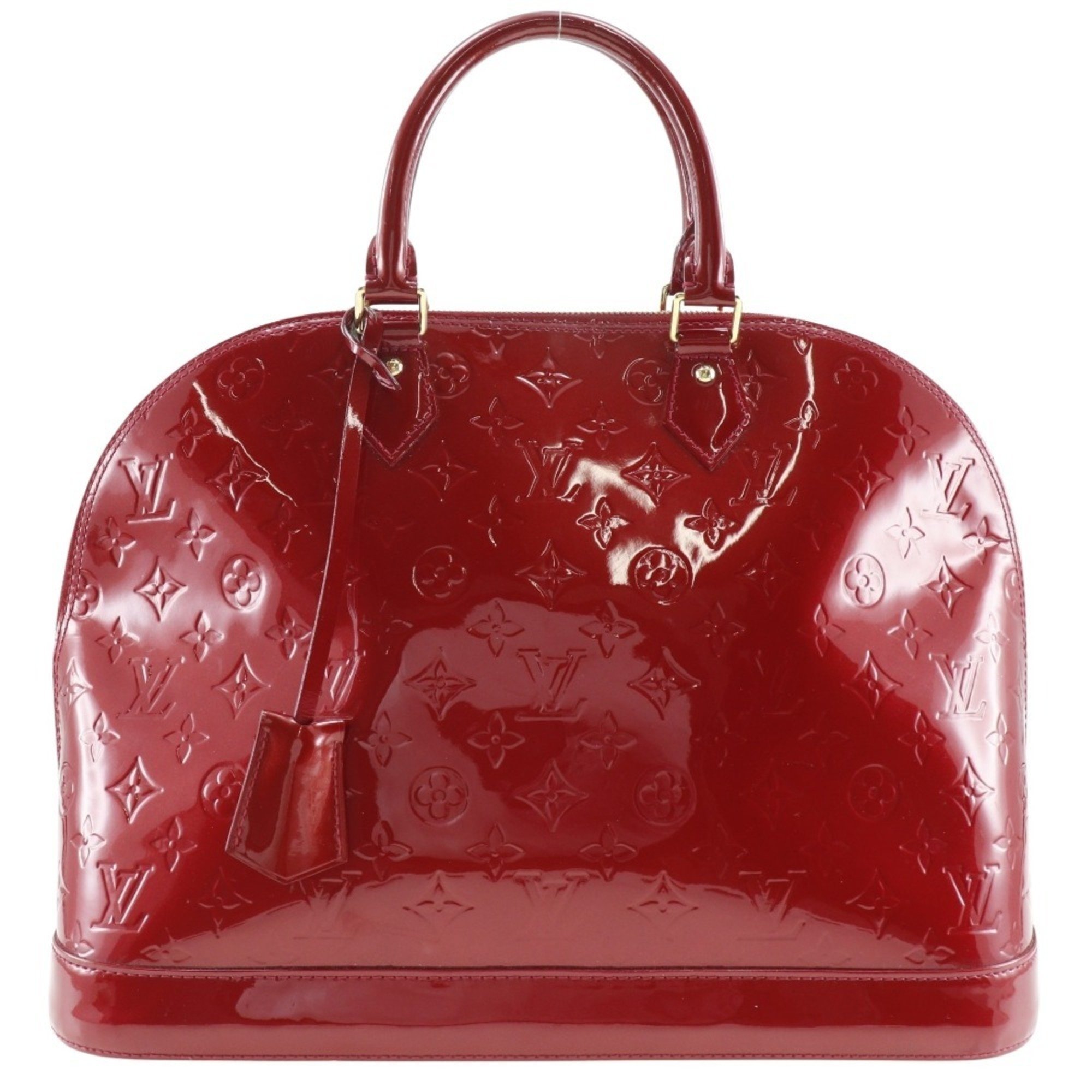 Louis Vuitton Alma GM Handbag M93596 Monogram Vernis Pomme d'Amour 2013 Red SN2133 Double Women's