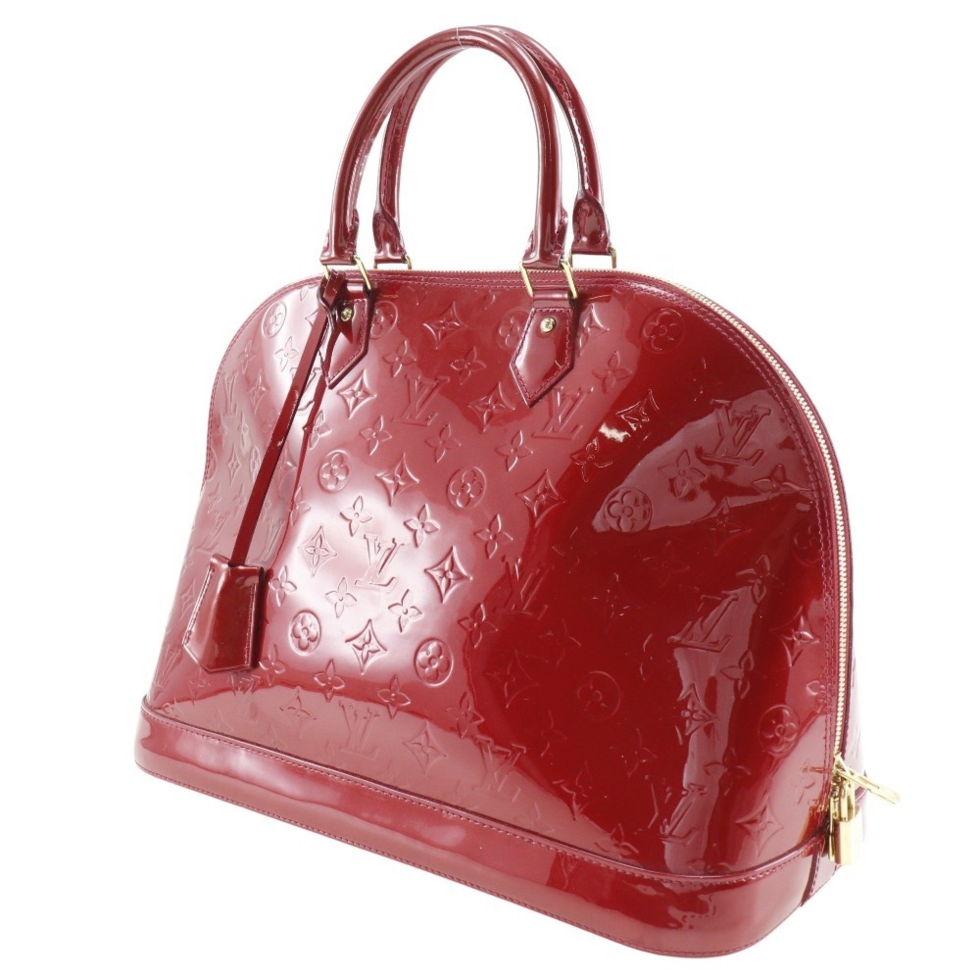 Louis Vuitton Alma GM Handbag M93596 Monogram Vernis Pomme d'Amour 2013 Red SN2133 Double Women's