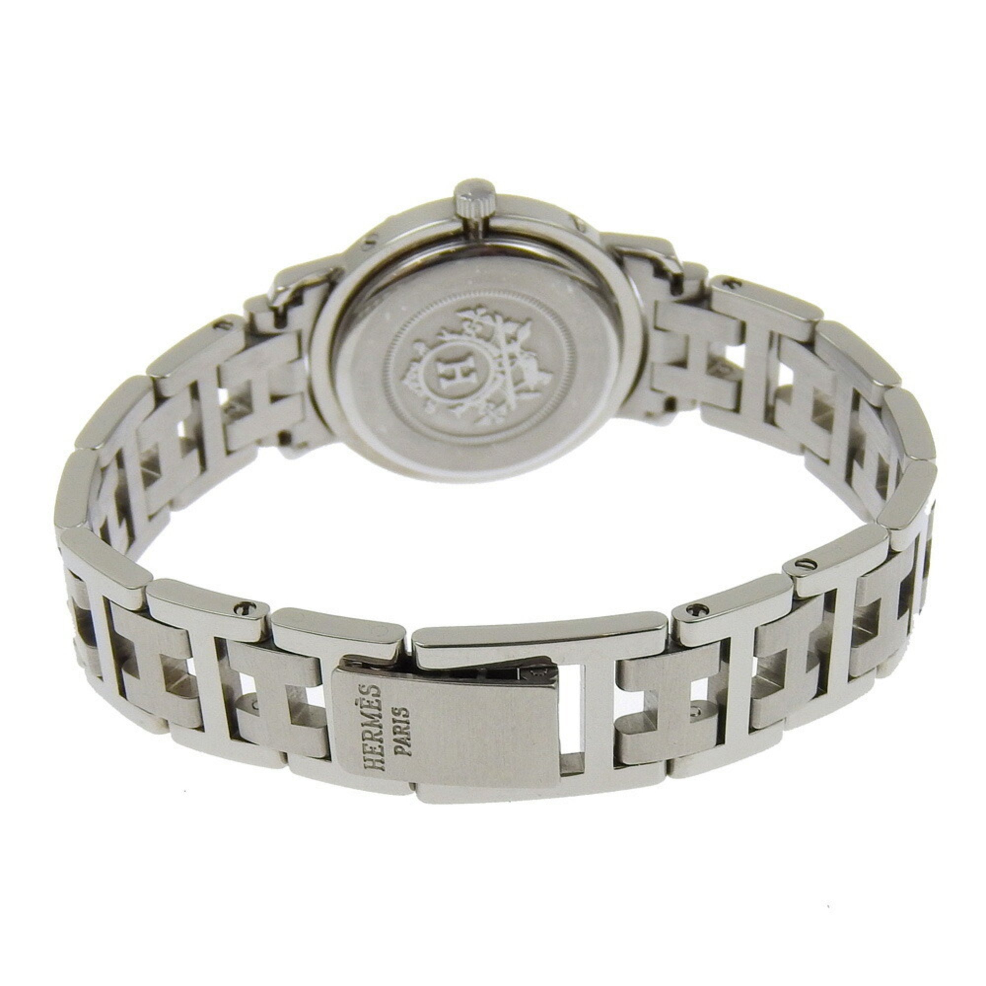 Hermes HERMES Clipper Watch CL3.210 Stainless Steel Quartz Analog Display White Dial Ladies