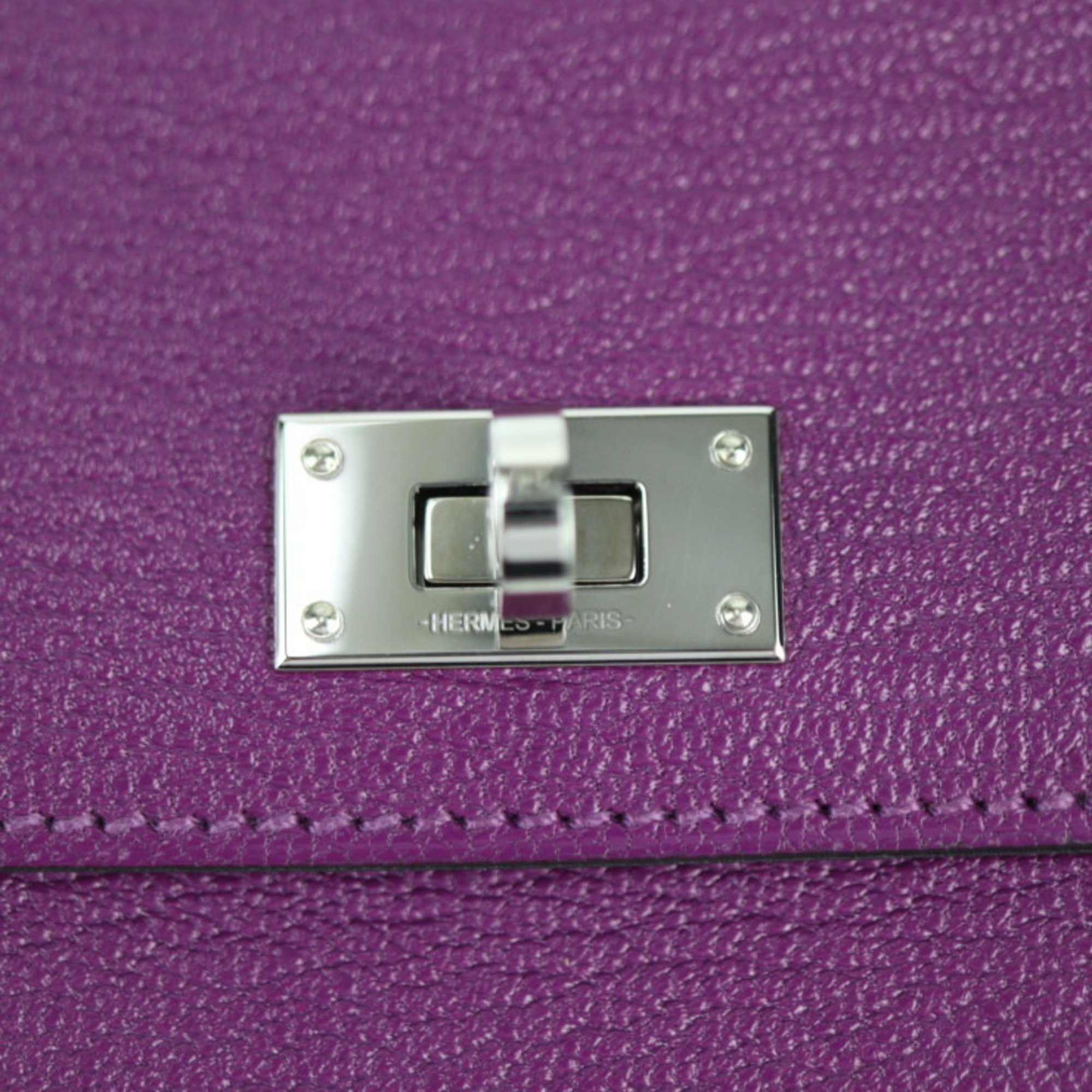 HERMES Hermes Kelly Pocket Compact Wallet/Coin Case - Chevre Anemone Turnlock Coin Purse D Engraved