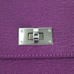 HERMES Hermes Kelly Pocket Compact Wallet/Coin Case - Chevre Anemone Turnlock Coin Purse D Engraved