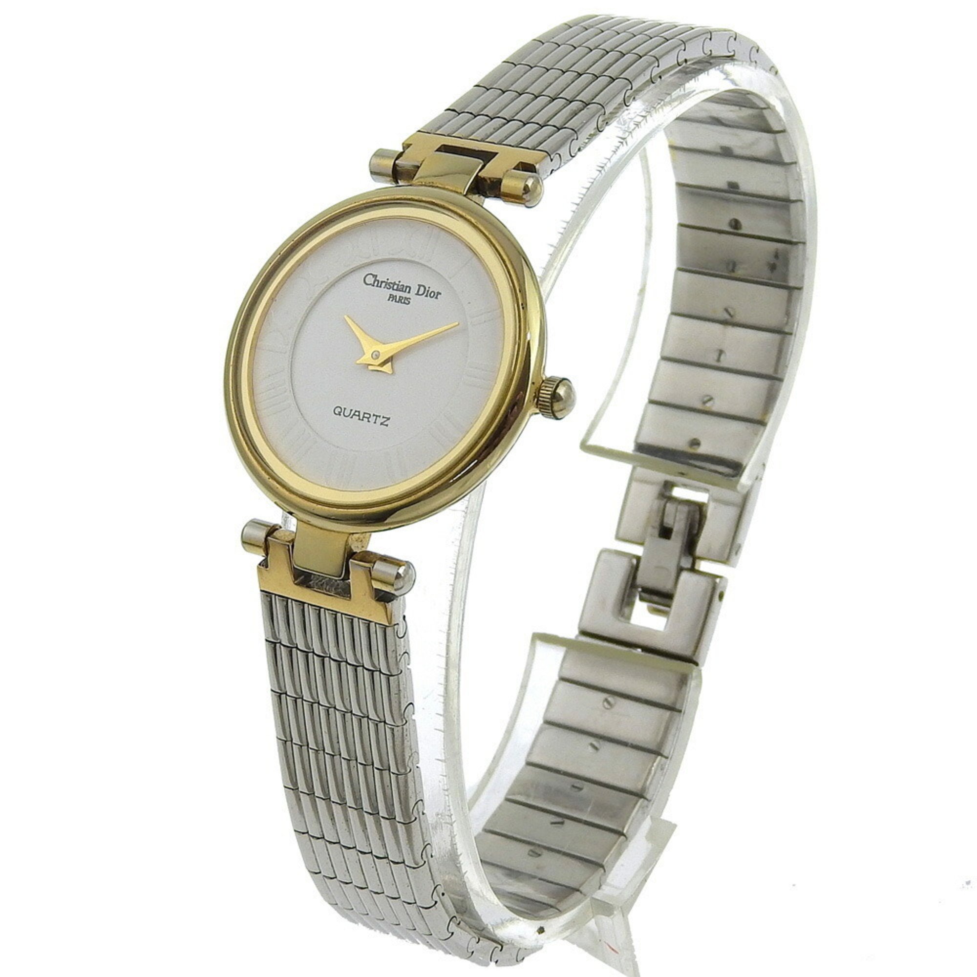 Christian Dior Watch 4715032 Stainless Steel x Gold Plated Quartz Analog Display White Dial Women's