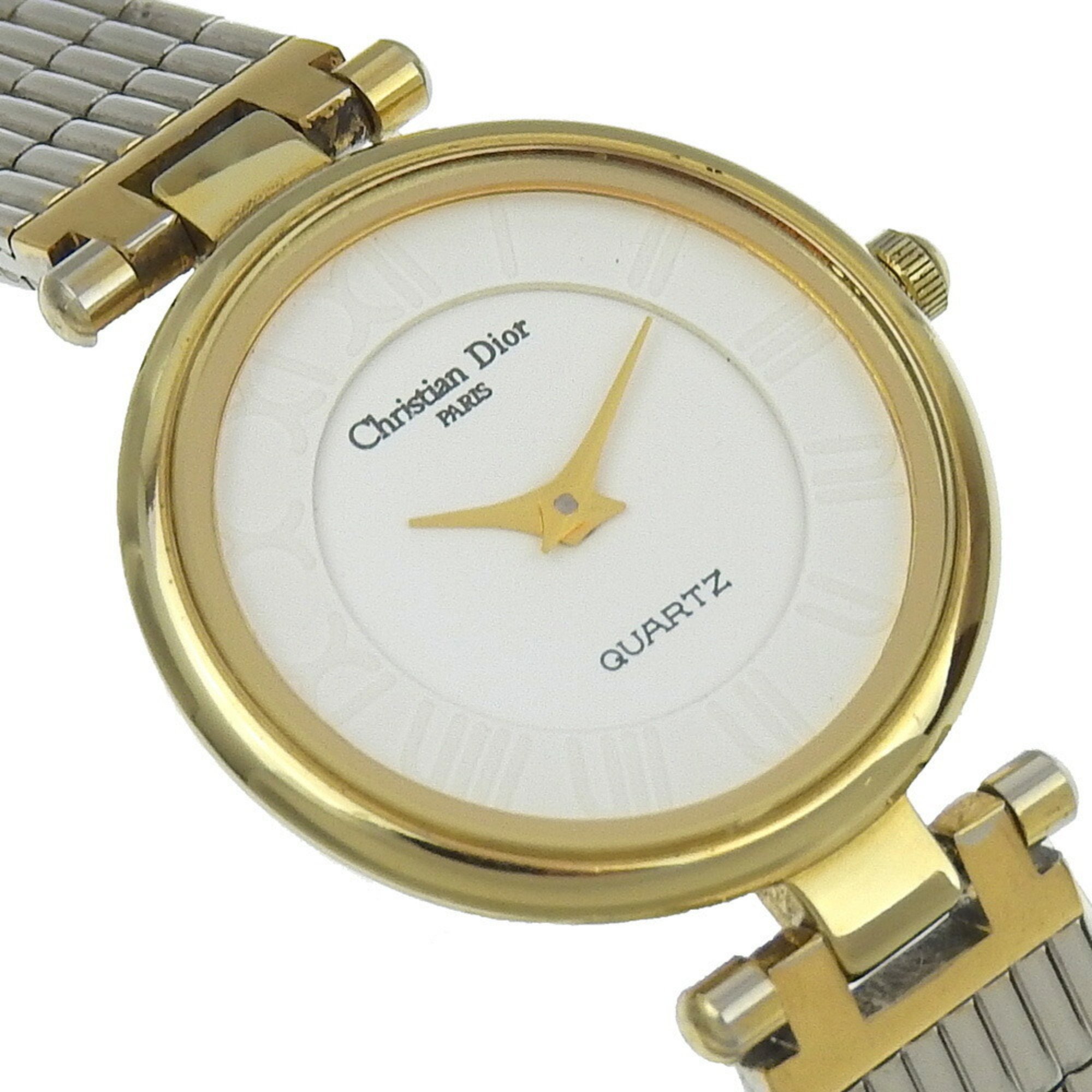 Christian Dior Watch 4715032 Stainless Steel x Gold Plated Quartz Analog Display White Dial Women's